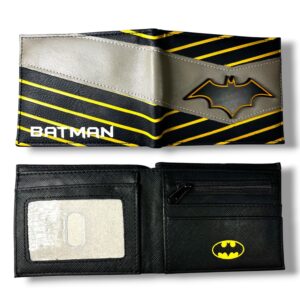 BILLETERA BATMAN MUCIELAGO NEGRO BORDE AMARILLO