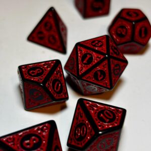 SET 7 DADOS ROL ESPECIALES #02 ROJO & NEGRO