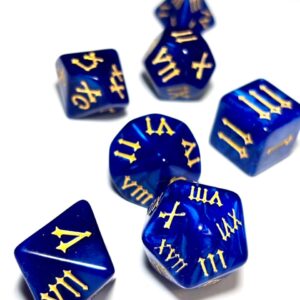 SET 7 DADOS ROL CON NUMEROS ROMANOS #02 AZUL