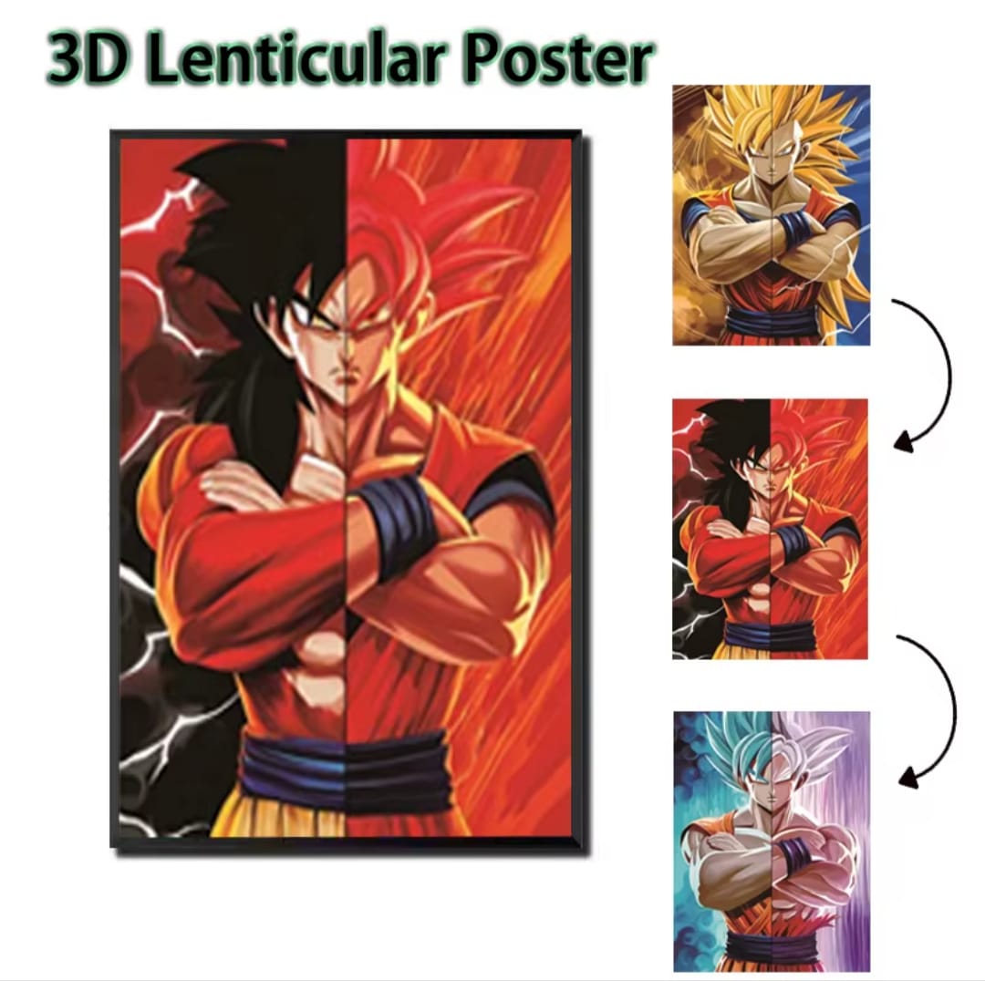 POSTER LENTICULAR DRAGON BALL 3 DISEÑOS EN 1 #01 - 40x30 CM