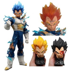 FIGURA DRAGON BALL VEGETA 4 CABEZAS INTERCAMBIABLES PVC HARD TOYS SIZE 45 CM CON CAJA