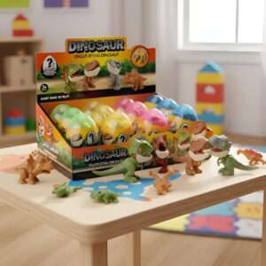 FIGURA DINOSAURIO MORDELONES HUEVO EN CAJA EXIBIDORA X 12 UNI