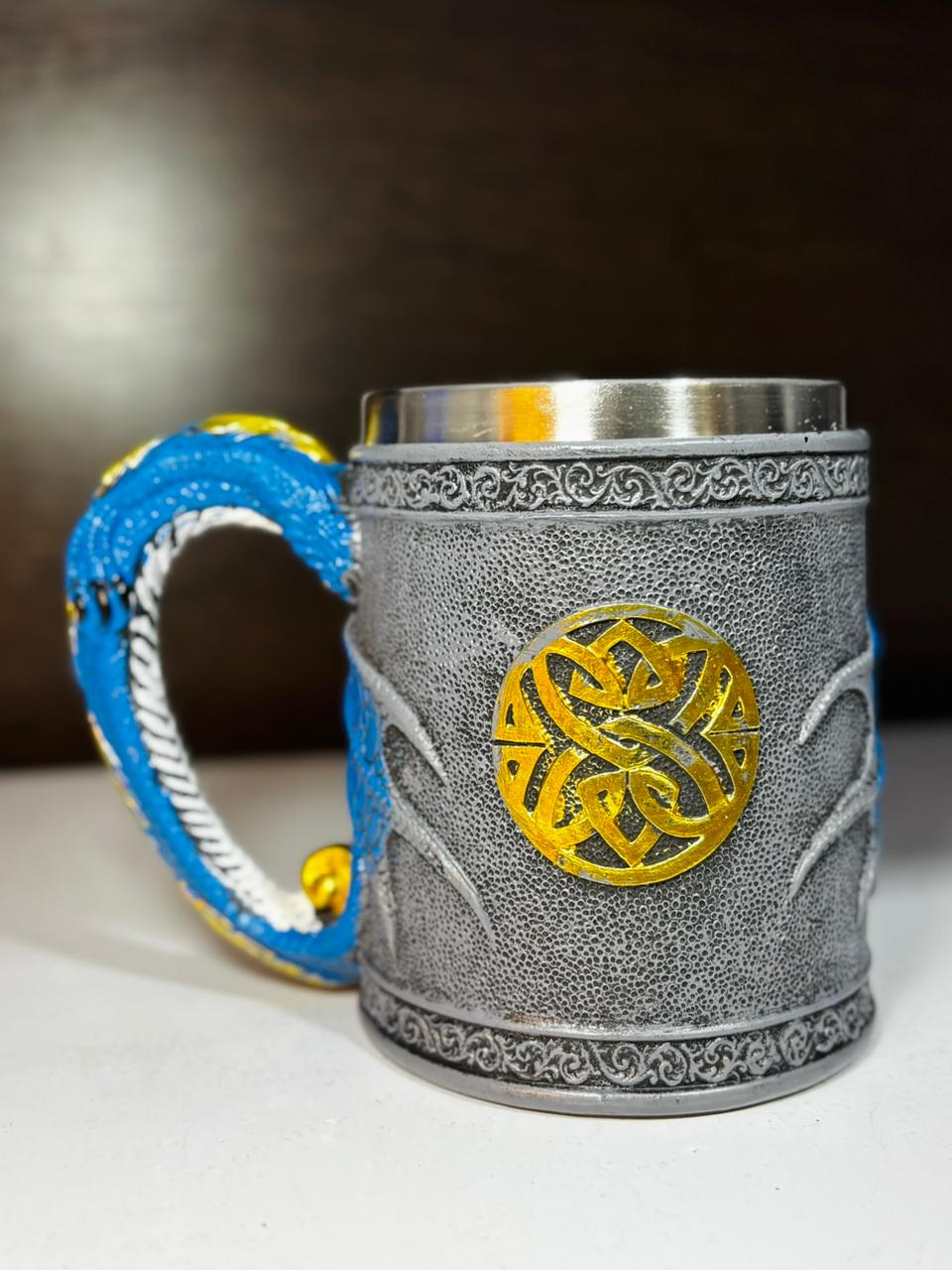 CHOPS MEDIEVAL DRAGON AZUL DE ACERO INOXIDABLE