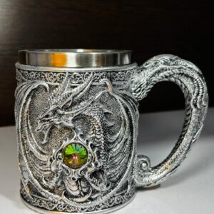 CHOPS MEDIEVAL DRAGON GRIS PLATA DE ACERO INOXIDABLE