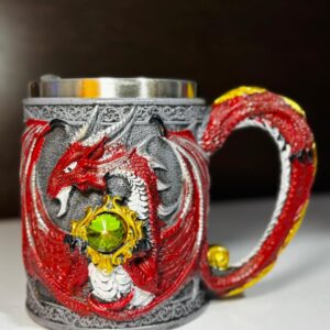 CHOPS MEDIEVAL DRAGON ROJO DE ACERO INOXIDABLE