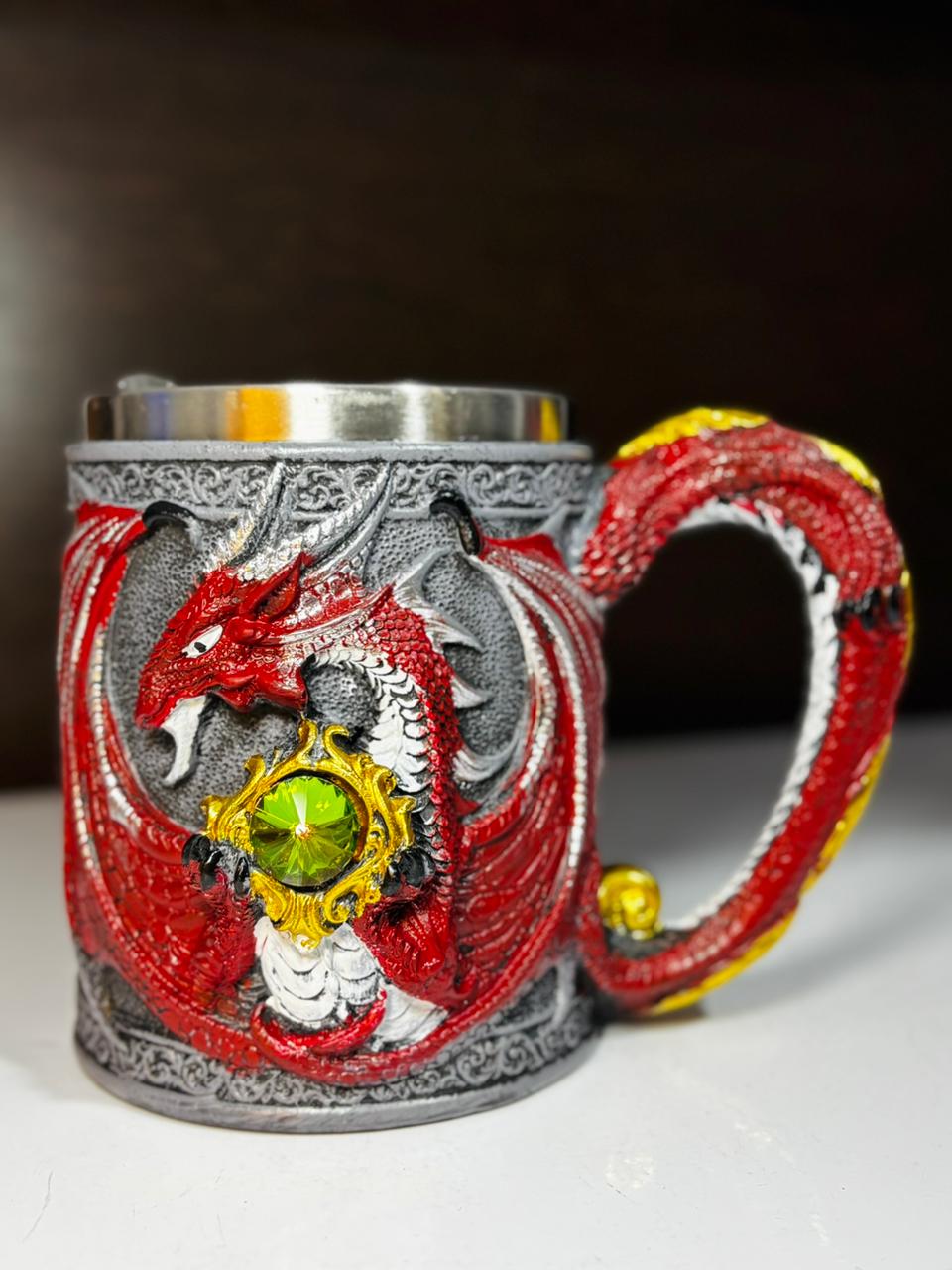 CHOPS MEDIEVAL DRAGON ROJO DE ACERO INOXIDABLE
