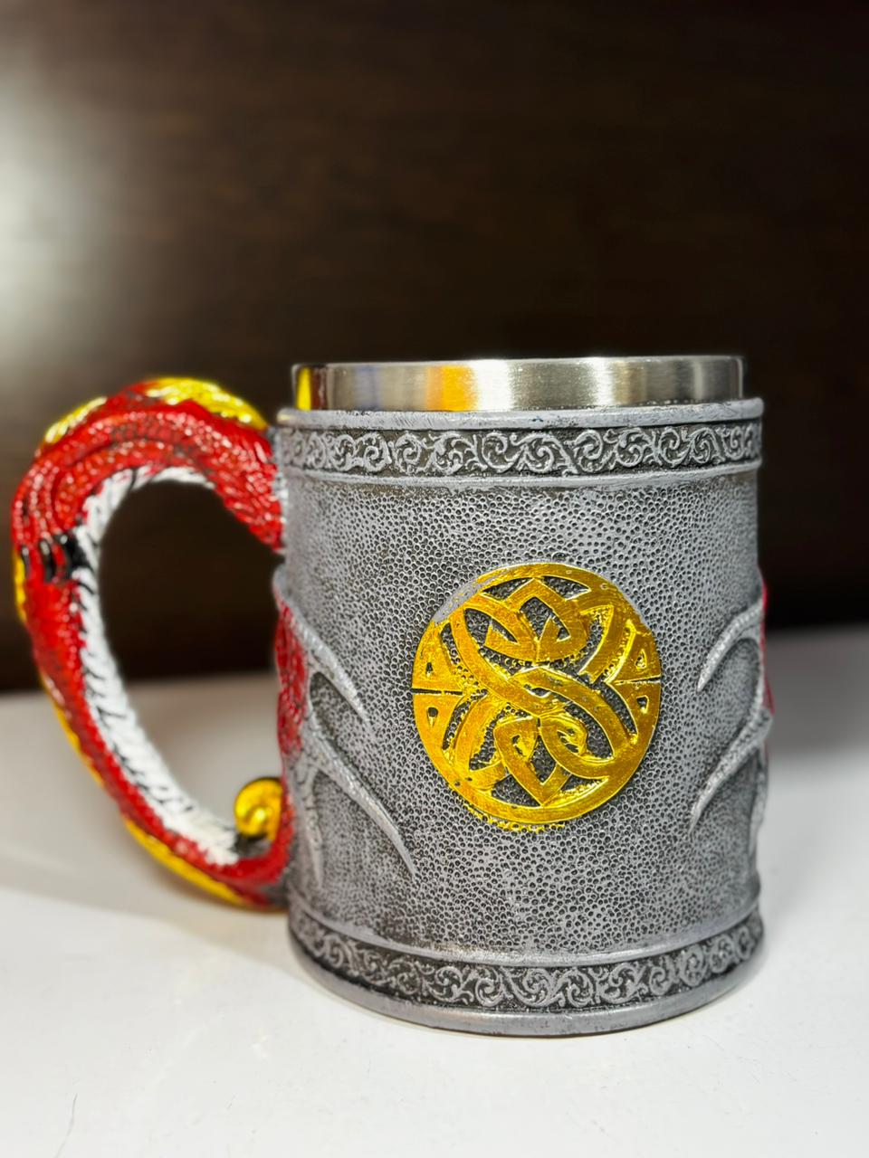 CHOPS MEDIEVAL DRAGON ROJO DE ACERO INOXIDABLE