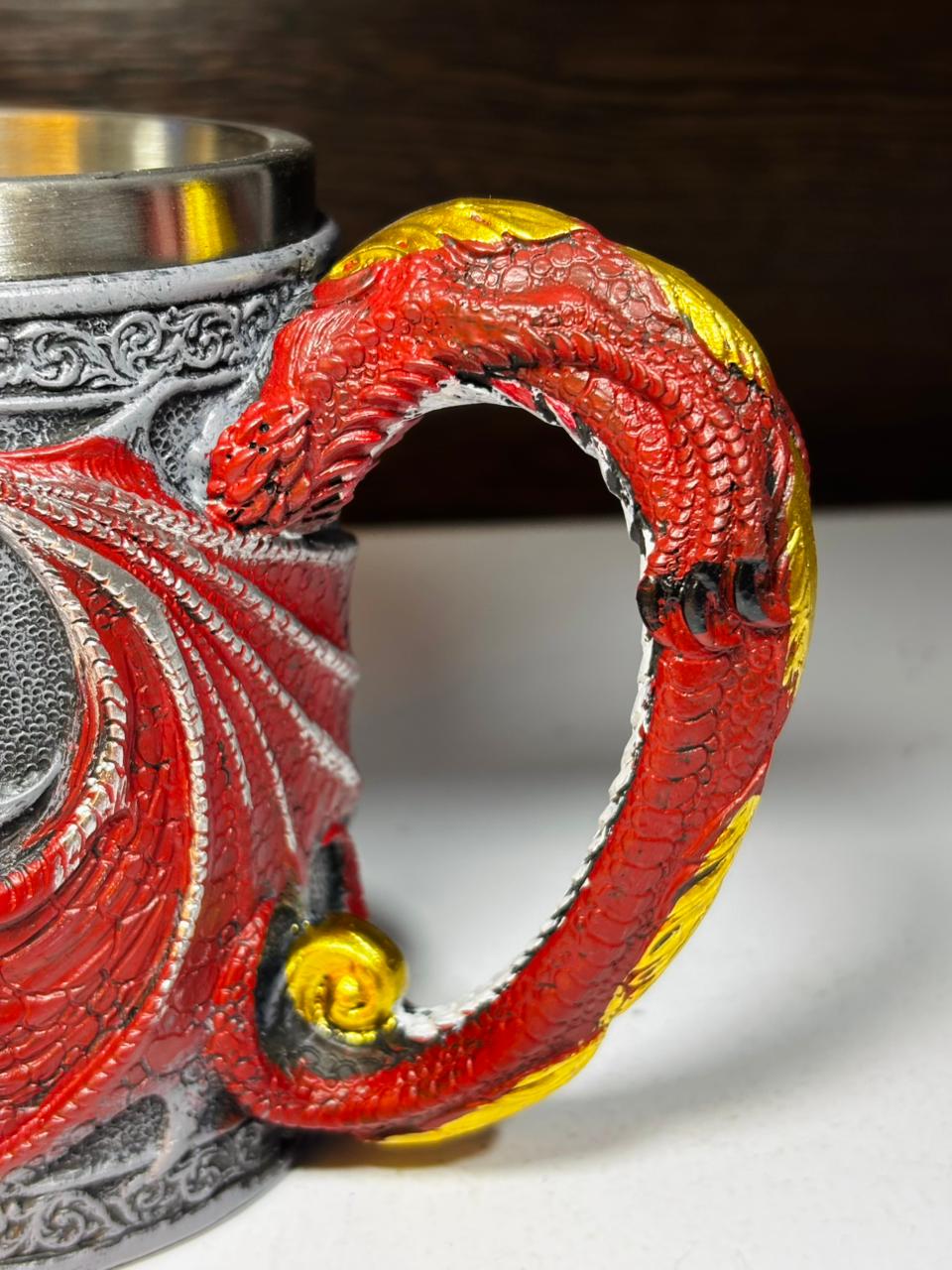 CHOPS MEDIEVAL DRAGON ROJO DE ACERO INOXIDABLE