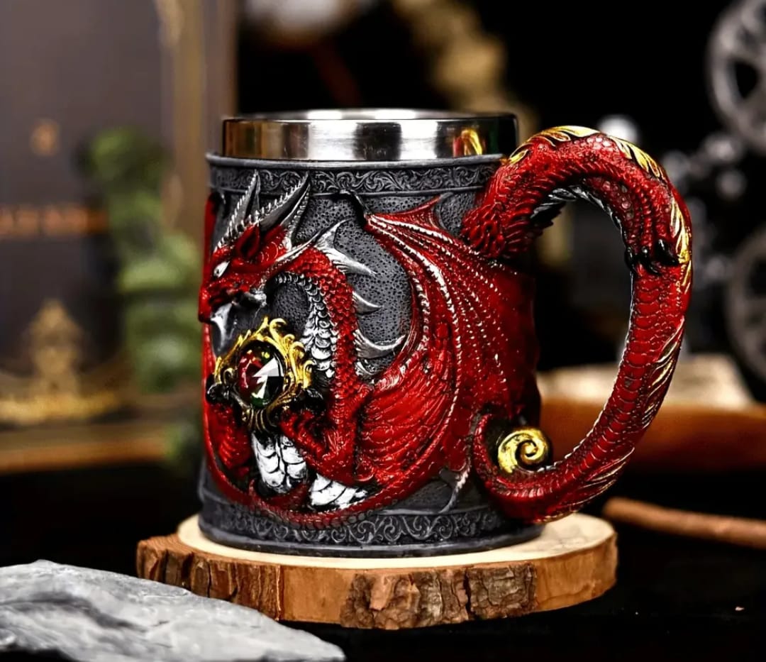 CHOPS MEDIEVAL DRAGON ROJO DE ACERO INOXIDABLE
