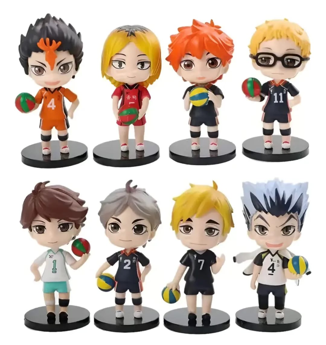 GASHAPONES HAIKYU #01 8PCS PVC HARD TOY WITH BASE COLOUR BOX SIZE 10CM