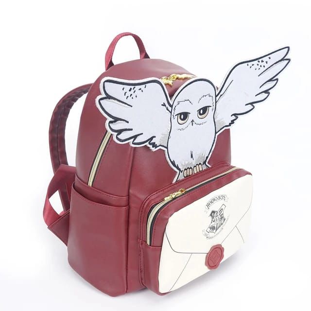 MOCHILA HARRY POTTER BUHO DE TELA BLANCA CON SOBRE BLANCO