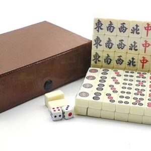 JUEGO MAHJONG 144PCS TRADICIONAL CAJA MARRON 15-9.5 CM / FICHAS 2X1.5 CM