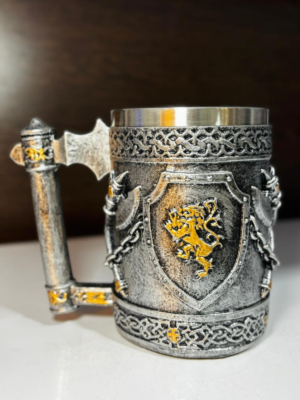 CHOPS MEDIEVAL LEON & ARMA NORDICA DE ACERO INOXIDABLE