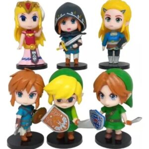 GASHAPONES THE LEGEND OF ZELDA 6PCS PVC HARD TOY SET WITH BASE SIZE 8-9 CM
