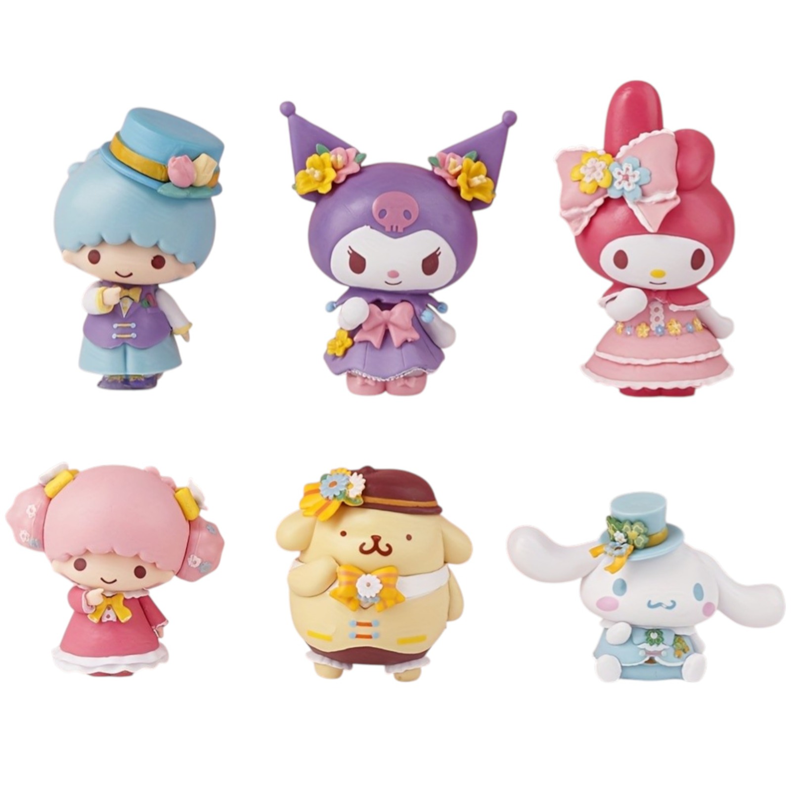 GASHAPONES MY MELODY KUROMI 6PCS PVC HARD TOY SIZE 7-9 CM