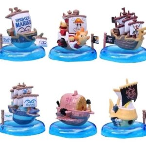 GASHAPONES ONE PIECE COLECCIÓN DE BARCO PIRATA 6PCS SIZE 8 CM CON CAJA X PCS + CAJA CONTENEDORA