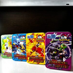 TRADING CARD POKEMON DESTINED RIVALES EN CAJA METALICA 40 UNID + 3 CARTAS ESPECIALES