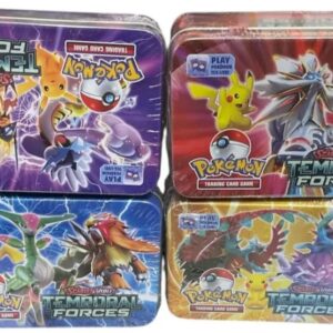 TRADING CARD POKEMON TEMPORAL FORCES EN CAJA METALICA 40 UNID + 3 CARTAS ESPECIALES