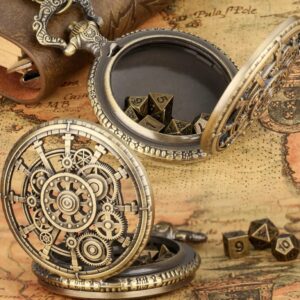 SET DE DADOS CON ESTUCHE DE RELOJ DE BOLSILLO HUECO